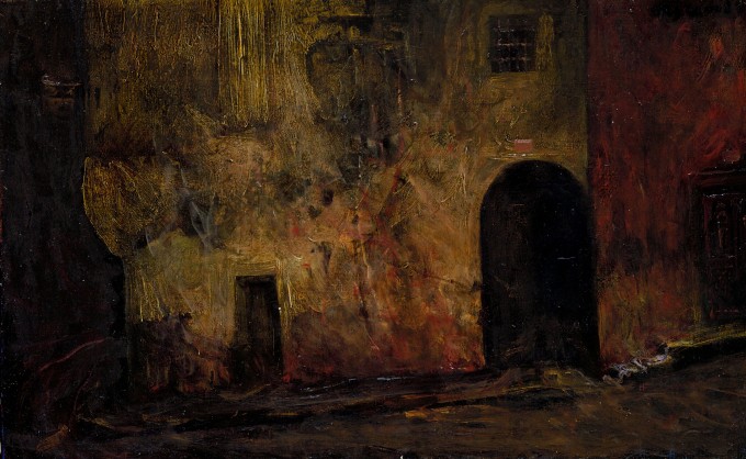 「壁（スペイン）」　1976年　油彩　38.0×60.8